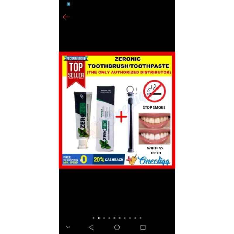 Zeronic toothpaste Whitening original NO to smoking!! Shopee Philippines