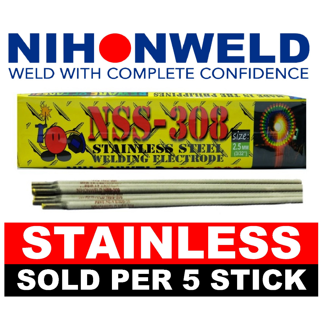 NIHONWELD STAINLESS WELDING ROD NSS-308 (SOLD PER 5 STICK) | Shopee ...