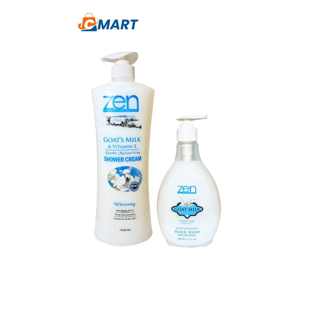 Zen Garden Shower Cream Goat's Milk 1L + Zen Garden Hand Wash Goat's