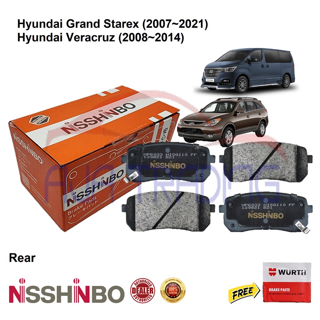 Genuine Nisshinbo Rear Brake Pads for Hyundai Grand Starex (2007-2021 ...