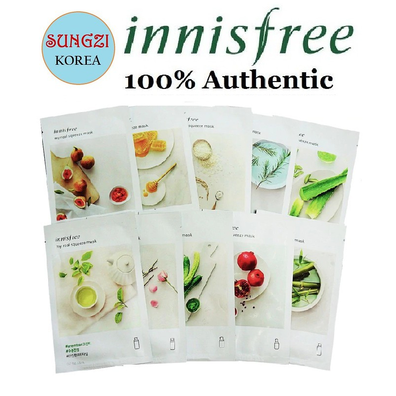 INNISFREE My Real Squeeze Mask 20ml 10pcs. | Shopee Philippines