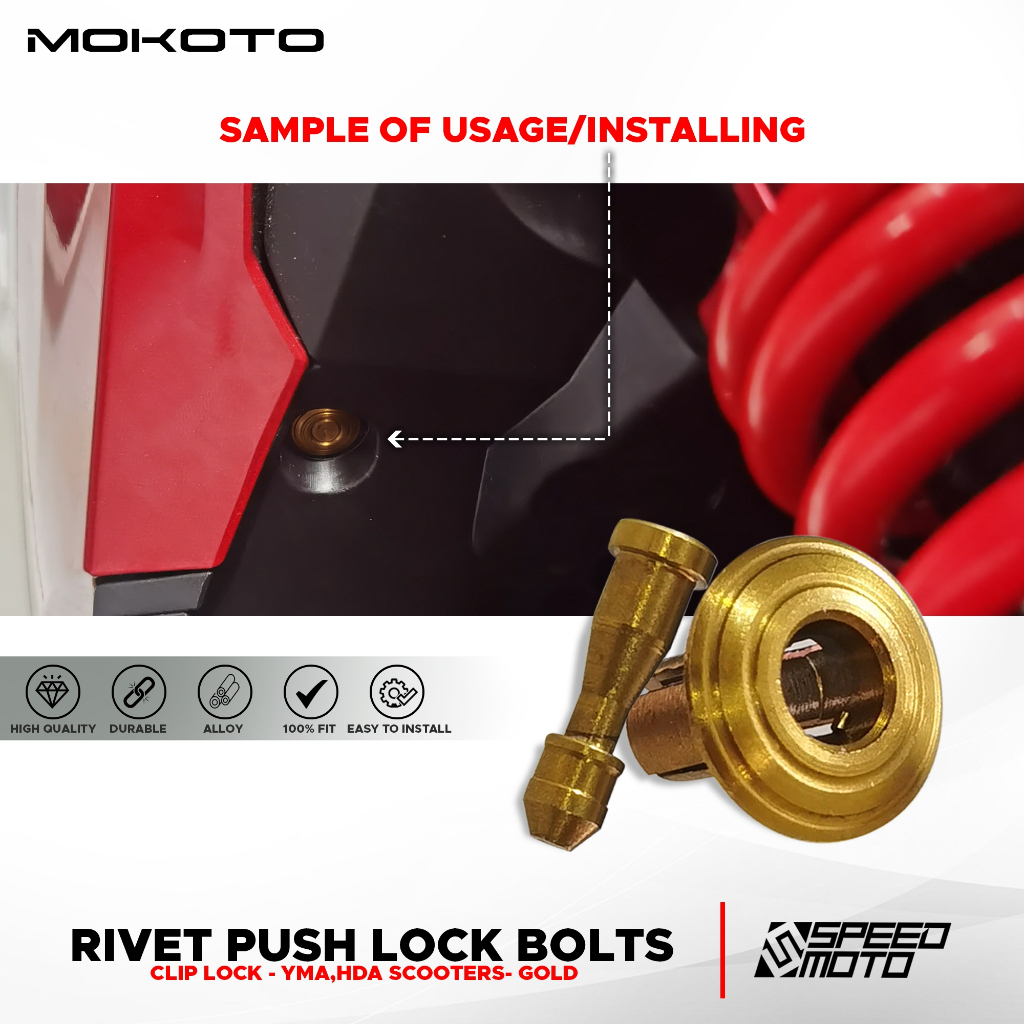 MOKOTO RIVET ALLOY FASTENER SCREW/PUSH PIN RIVET LOCK BOLTS GOLD FOR