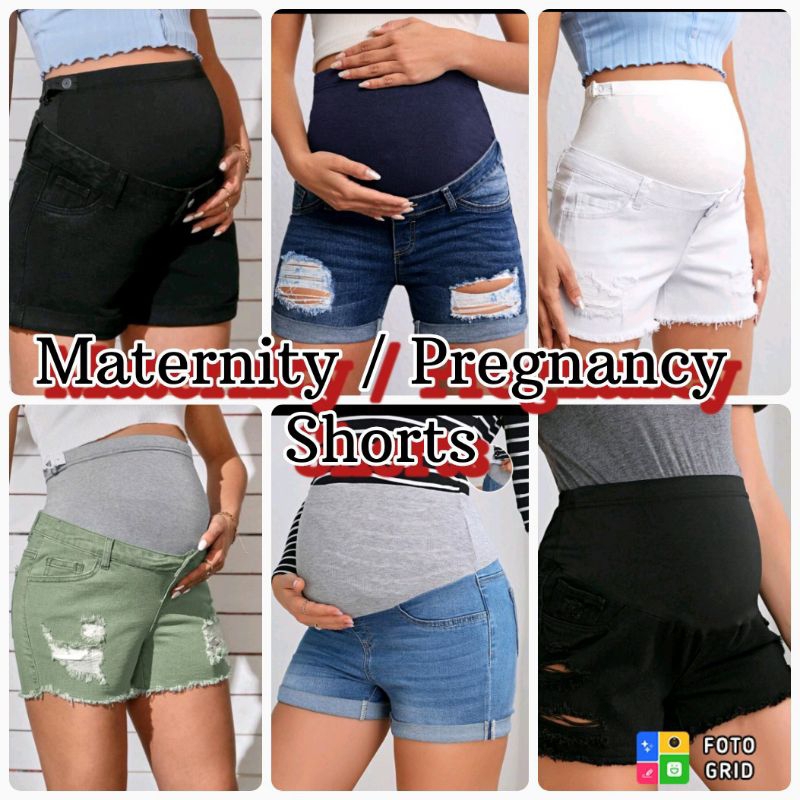 Size 32 - Blue Denim Maternity Shorts - Cherry Melon main image 0