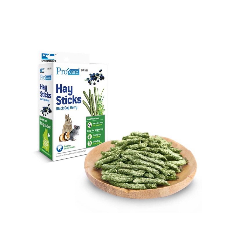 DR. BUNNY® Procare Hay Sticks w/ Black Goji Berry Treats for Rabbits