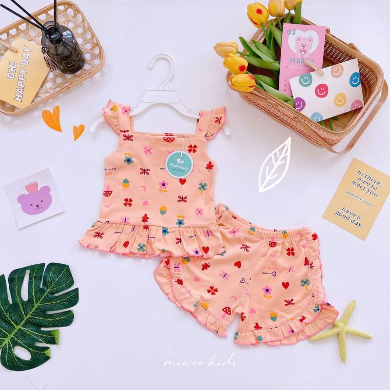 Miwoo kids terno short set peach for kids girl | Shopee Philippines