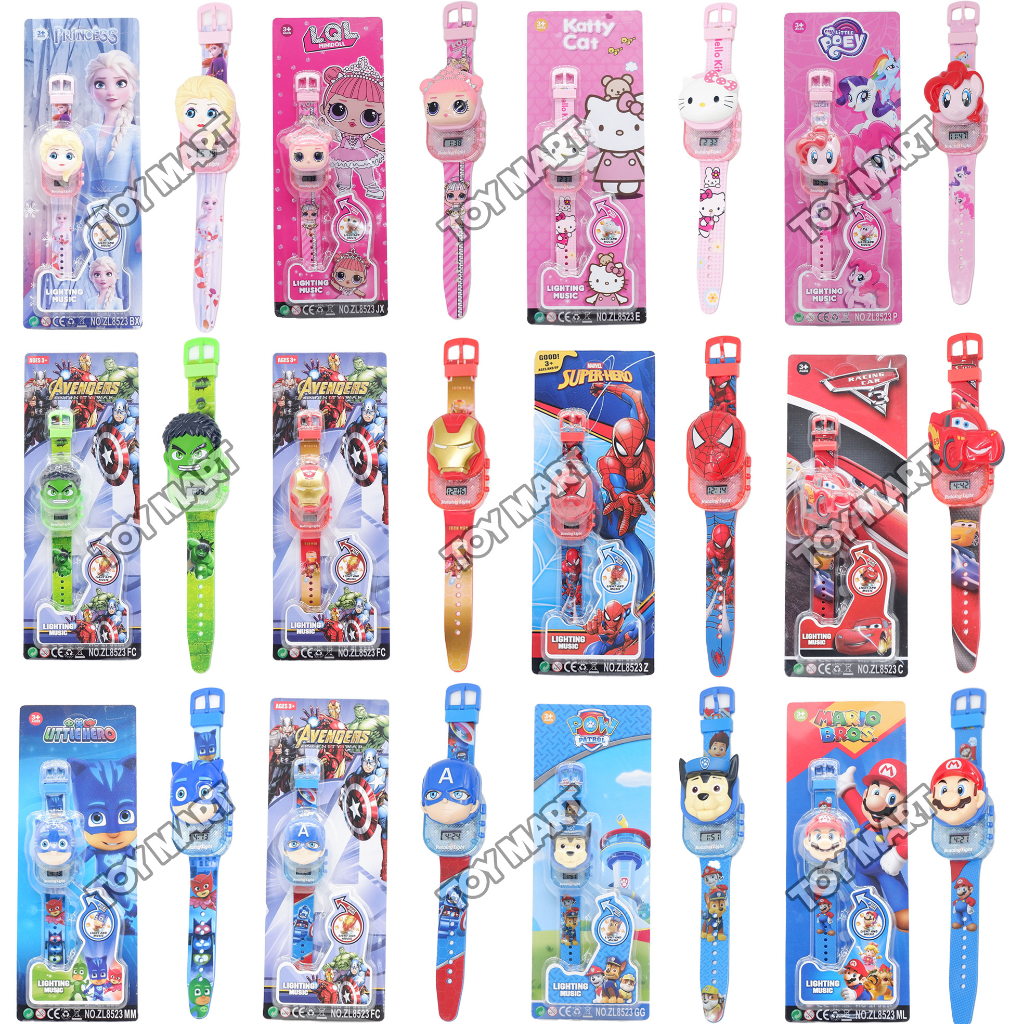 3D Digital Action Figure Design Watch Princess/Hero Face Cover Watch ...