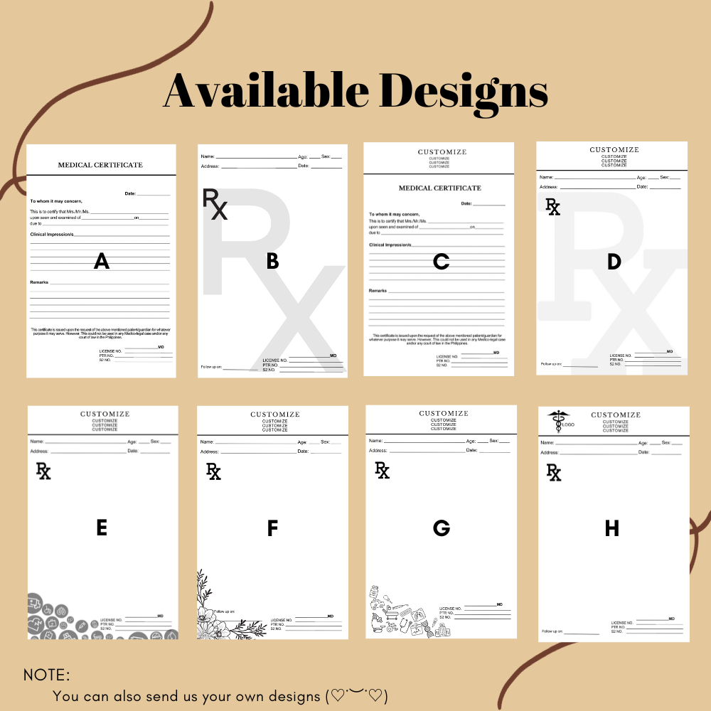 =WHIMSY= Customized Prescription Pad, Medical Certificate Pad, Lab ...