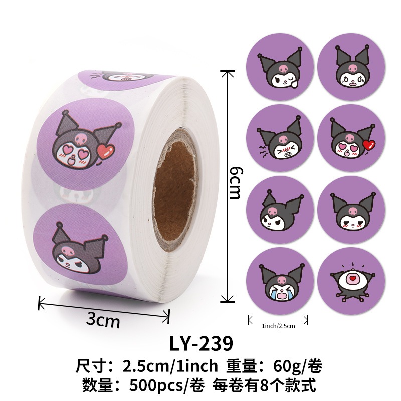 500pcs Sanrio Cartoon Sticker Tape Kuromi Cinnamoroll Anime Sticker ...