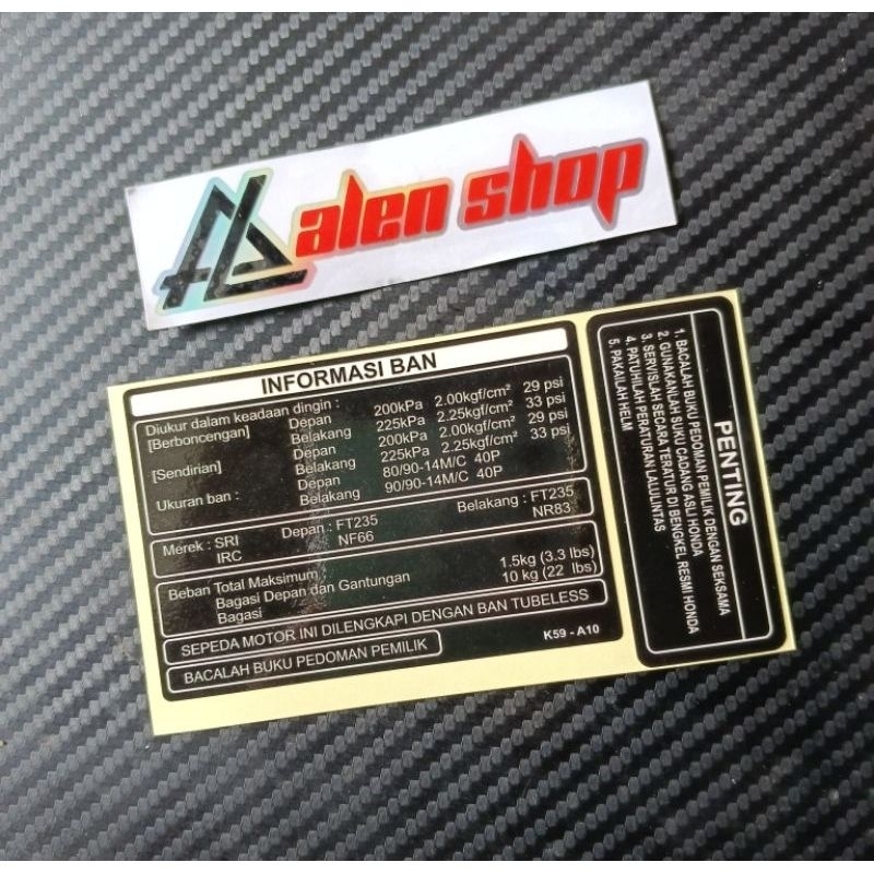 TIRE INFORMATION Warning STICKER | Shopee Philippines