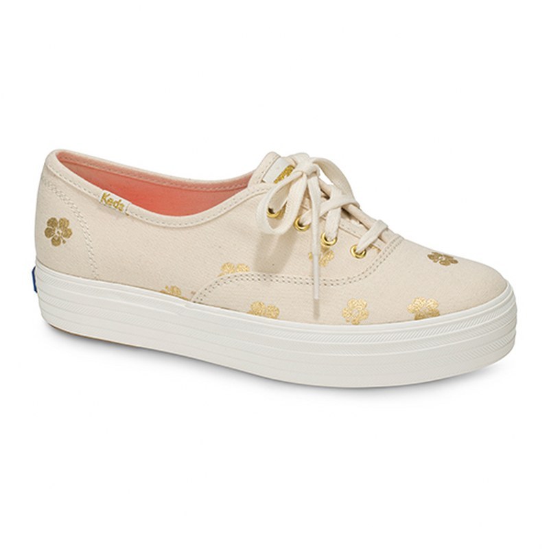 Keds Triple Hibiscus Women s Sneakers Natural Gold WF58158 Shopee Philippines