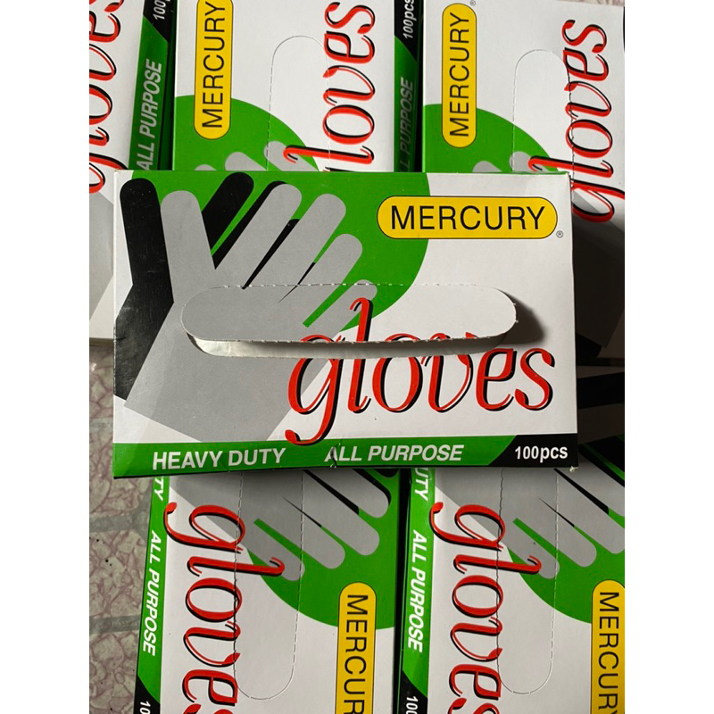 gloves disposable (Mercury heavy duty makapal 1box 100pcs Shopee