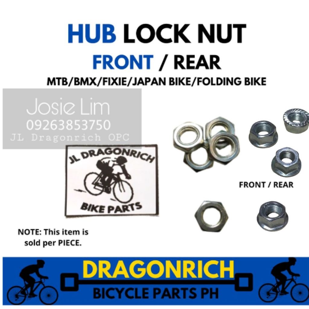 Hub Lock Nut Hex Hub Fastener Front + Rear Bicycle Flange Rear and