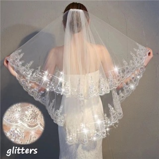 YouLaPan V05 Bridal Veil with Comb Ivory White Wedding Veil Pearls