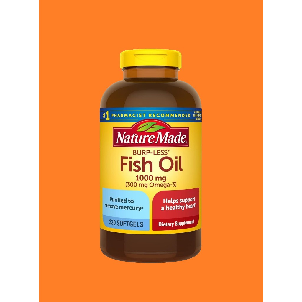 Nature Made Burp Less Fish Oil 1000mg 320 Softgels Omega 3 for Healthy