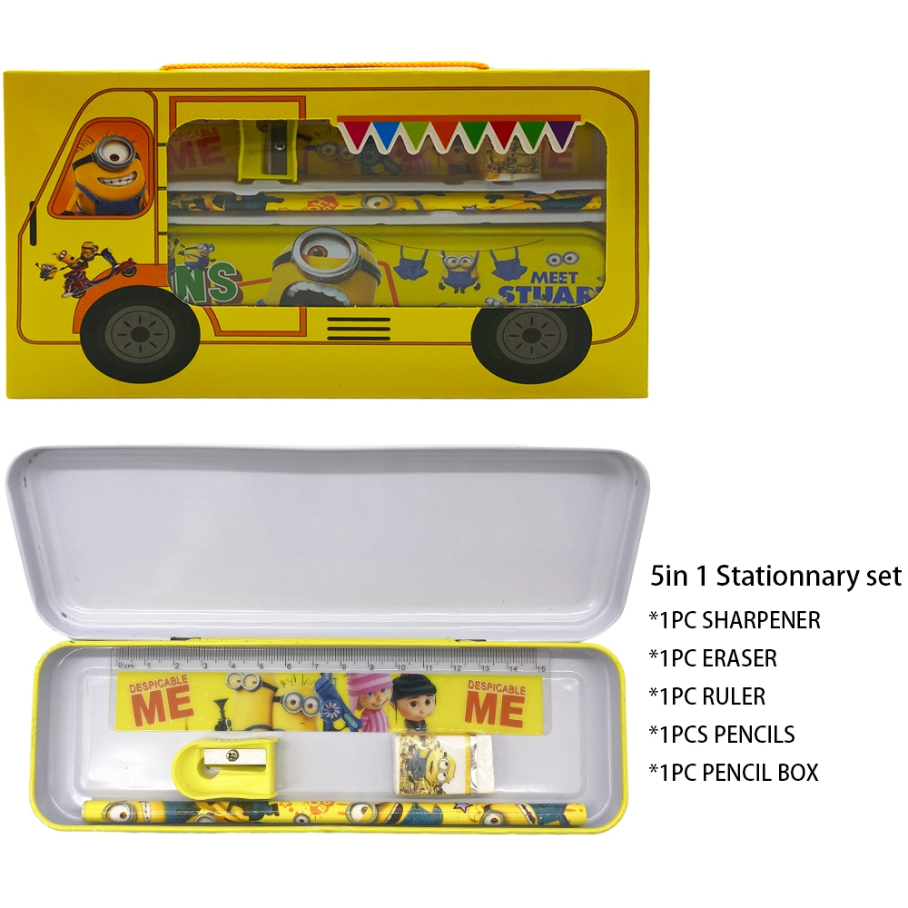 Pencil Box Cartoon School Set Cute Stationery Set Pencil Ruler Eraser