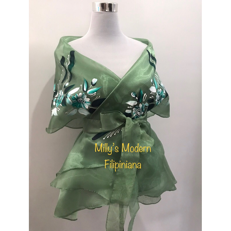 Millys modern Filipiniana Sage green (green hand paint) medium up to ...