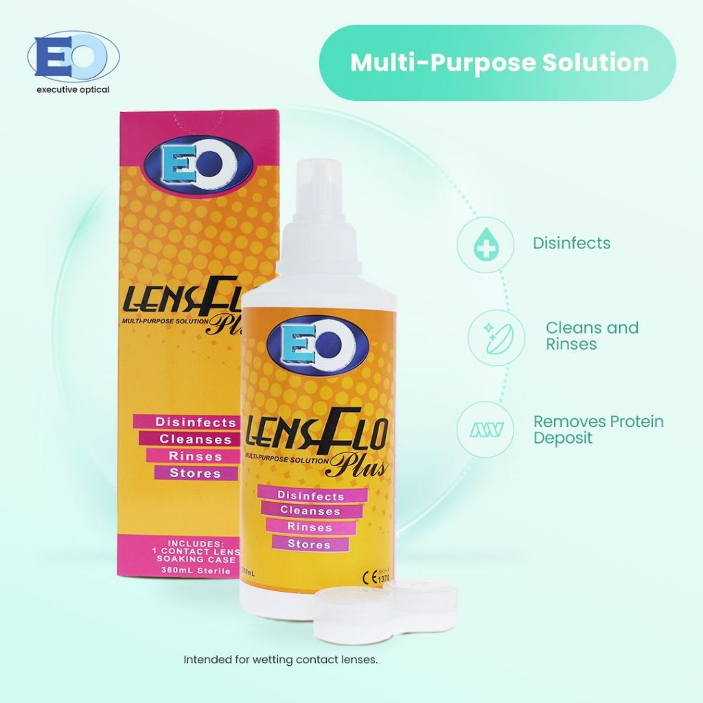 EO Lensflo Plus MultiPurpose Contact Lens Solution 360ml Shopee
