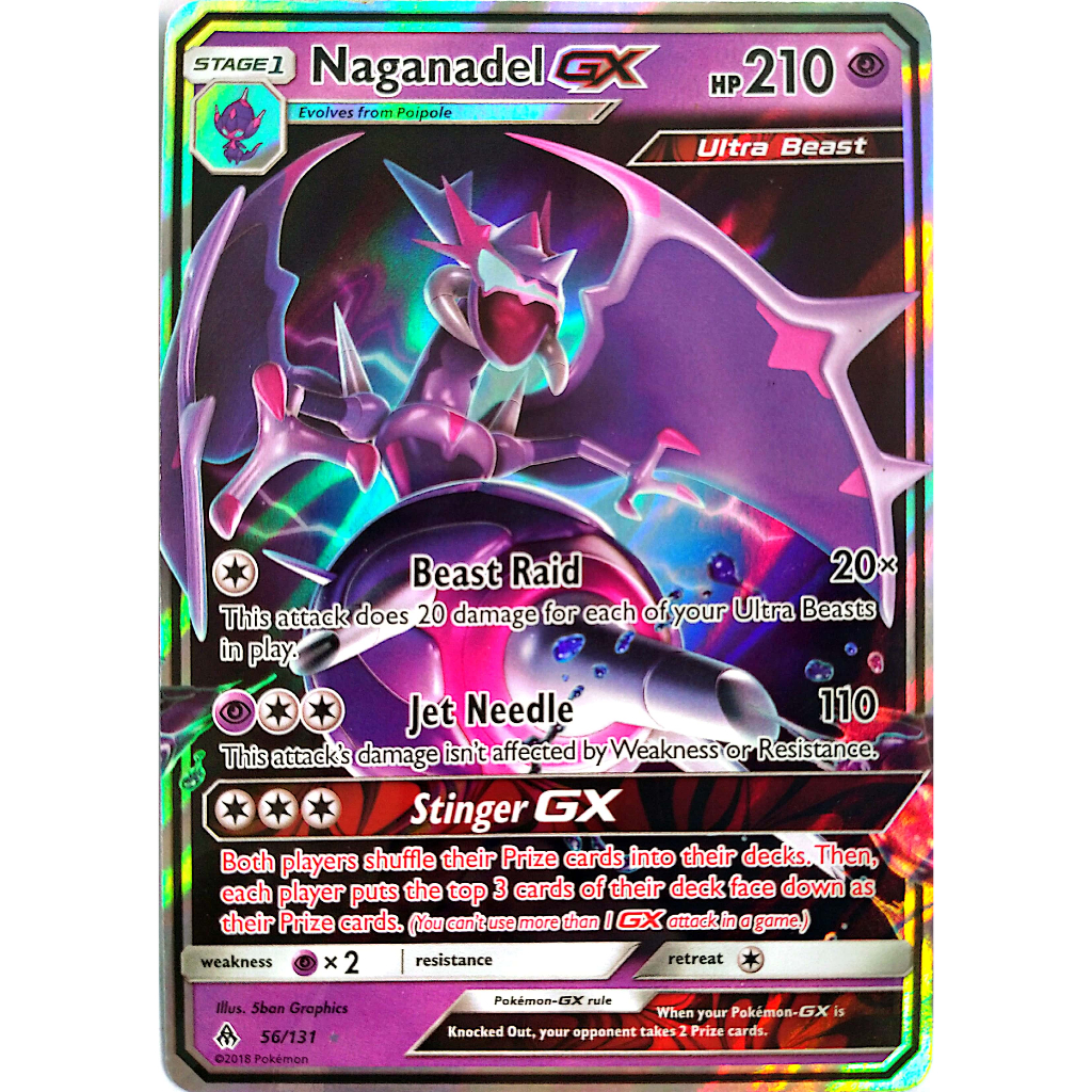 Pokemon Naganadel GX 56/131 Forbidden Light Ultra Rare Full Art Card