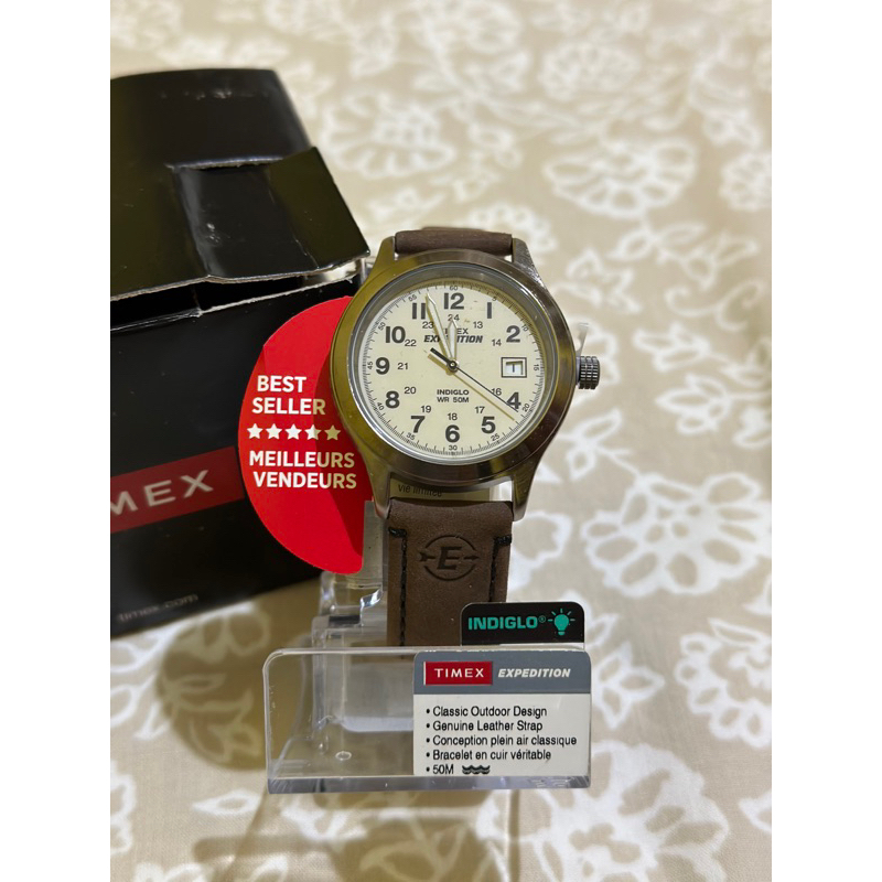 Timex Men s T49870 Expedition Metal Field Brown Leather Starp Watch Shopee Philippines