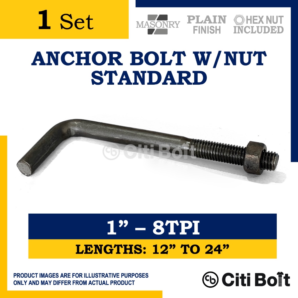 1set Anchor Bolt Standard / L Bolt / L Hook Bolt for Concrete M25 1