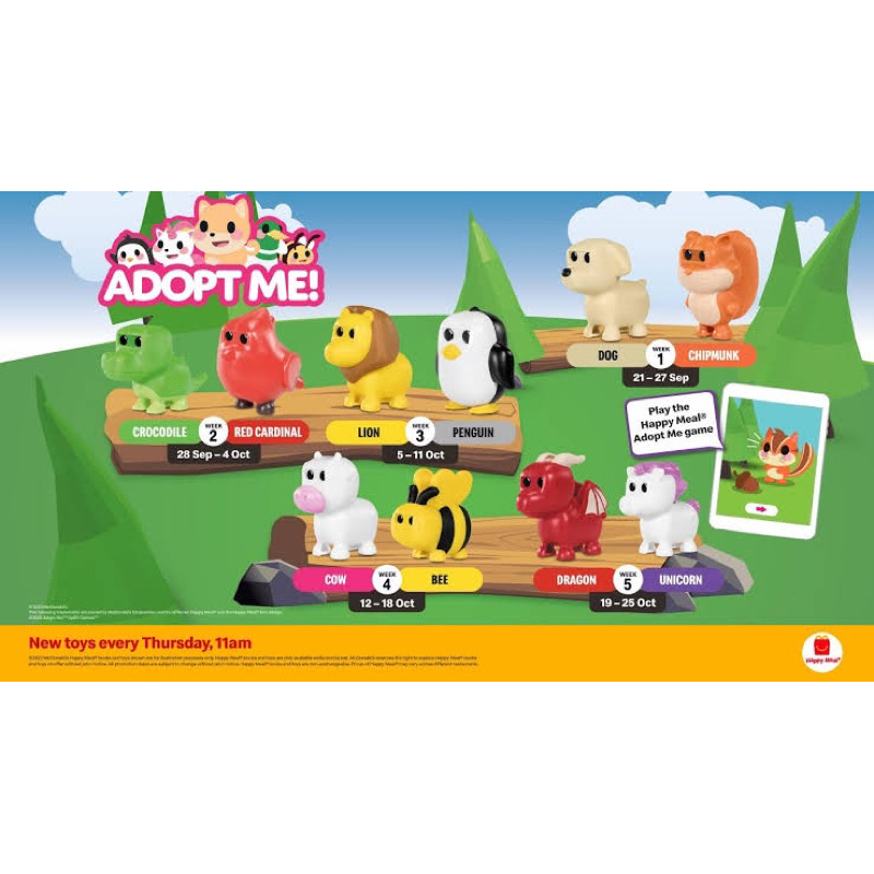 2023 Adopt Me McDonalds Toys (Adopt Me Happy Meal Toys) Complete Set Shopee Philippines