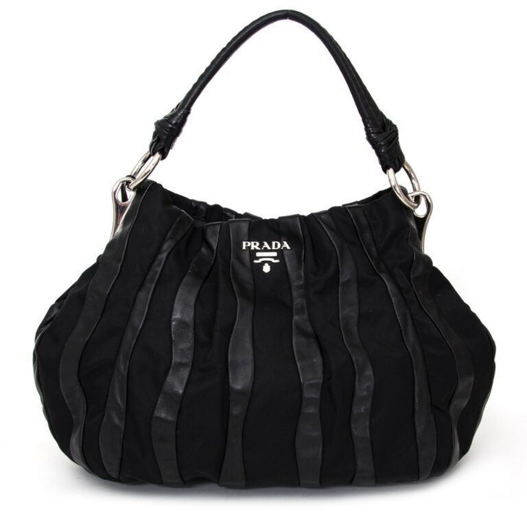 PRADA Tessuto Waves Black Hobo Bag Shopee Philippines