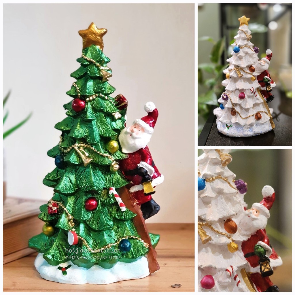 Santa Decorating Christmas Tree Handcrafted Tabletop Resin Christmas ...
