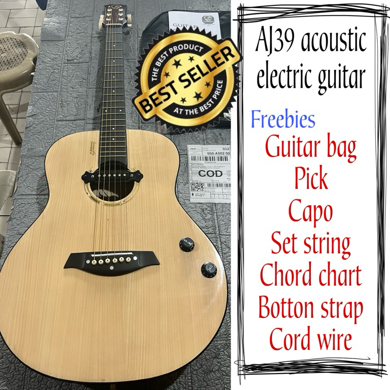LUMANOG 39' ACOUSTIC ELECTRIC GUITAR LOW ACTION W/ FREEBIES Shopee