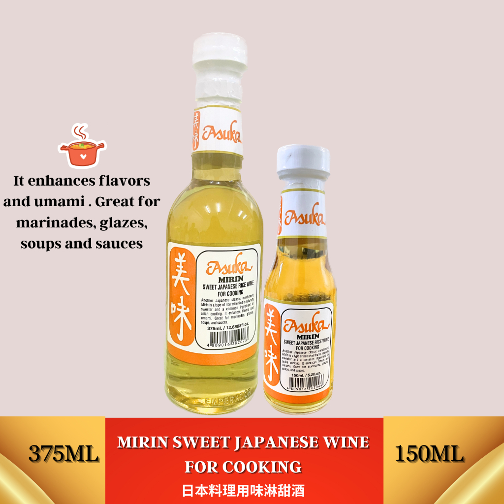 ASUKA MIRIN SWEET JAPANESE RICE WINE FOR COOKING (375ml and 150ml