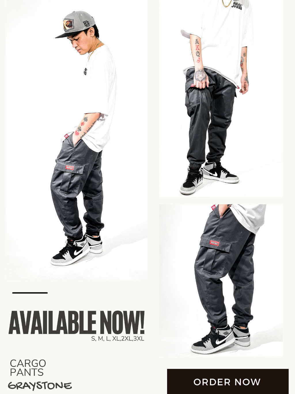 Real Jokes Clothing Basic Cargo Pants Gray Stone Shopee Philippines