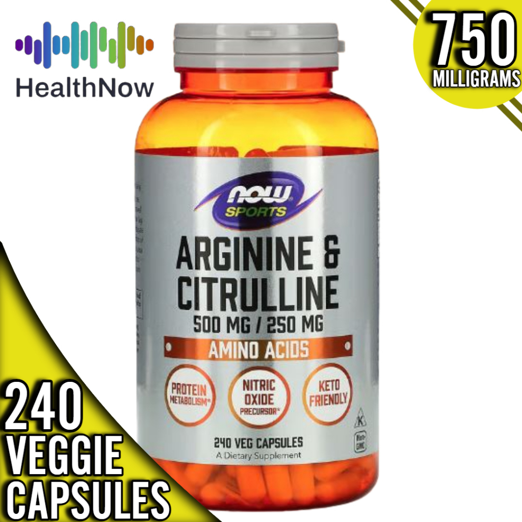 thumbnail image 2 of NOW Foods Arginine & Citrulline 500 Mg / 250 Mg – 120 Veg Capsules, Non-GMO 2 of 6