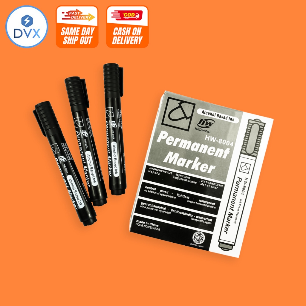 COD DVX 12pcs Permanent Marker 8004 Bullet Tip Pentel Pen Black