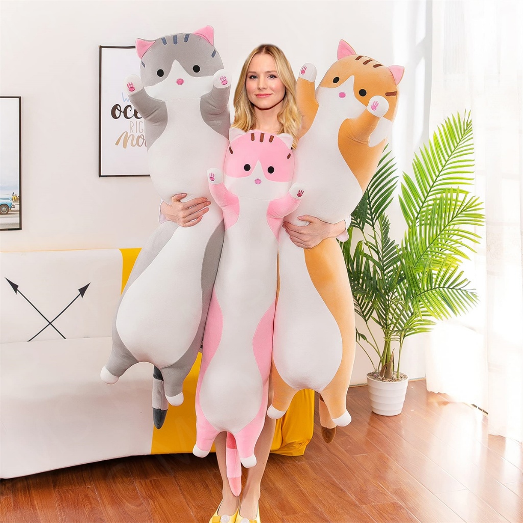 Plush Cat Doll Pillow Soft Stuffed Long Pillow Cute Cartoon Cat Stuffed