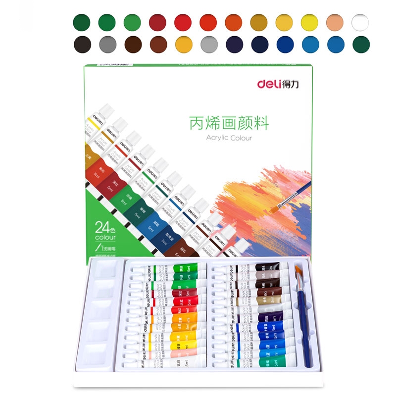 Deli 73915 24/18/12Colors Acrylic Paint Set Watercolor Acrylic Painting ...