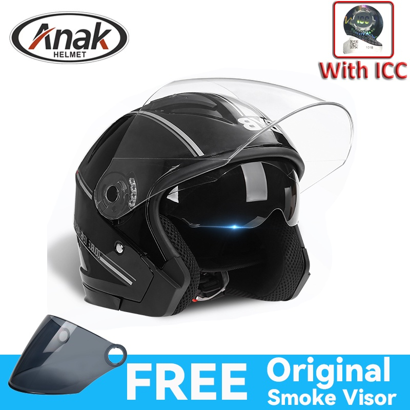 NEVA Hf-16 Half Face Motorcycle Helmet Free Smoke Visor Dual Visor ...