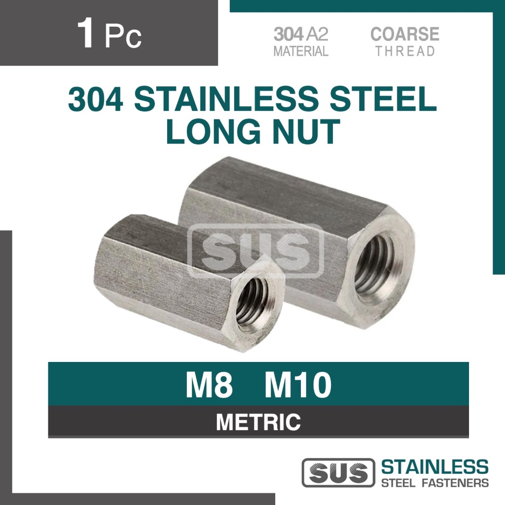 1pc SS304 Stainless Steel Long Nut / SS Coupling Nut / Thread Rod