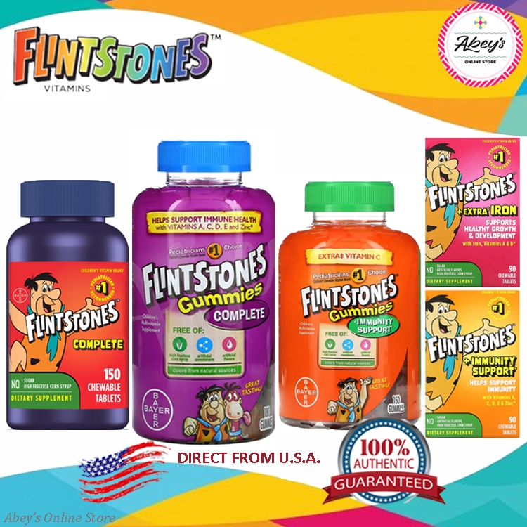 Flintstones Gummies Complete 180, 250 Gummies and 90, 150 Chewables Kids Multivitamins Shopee