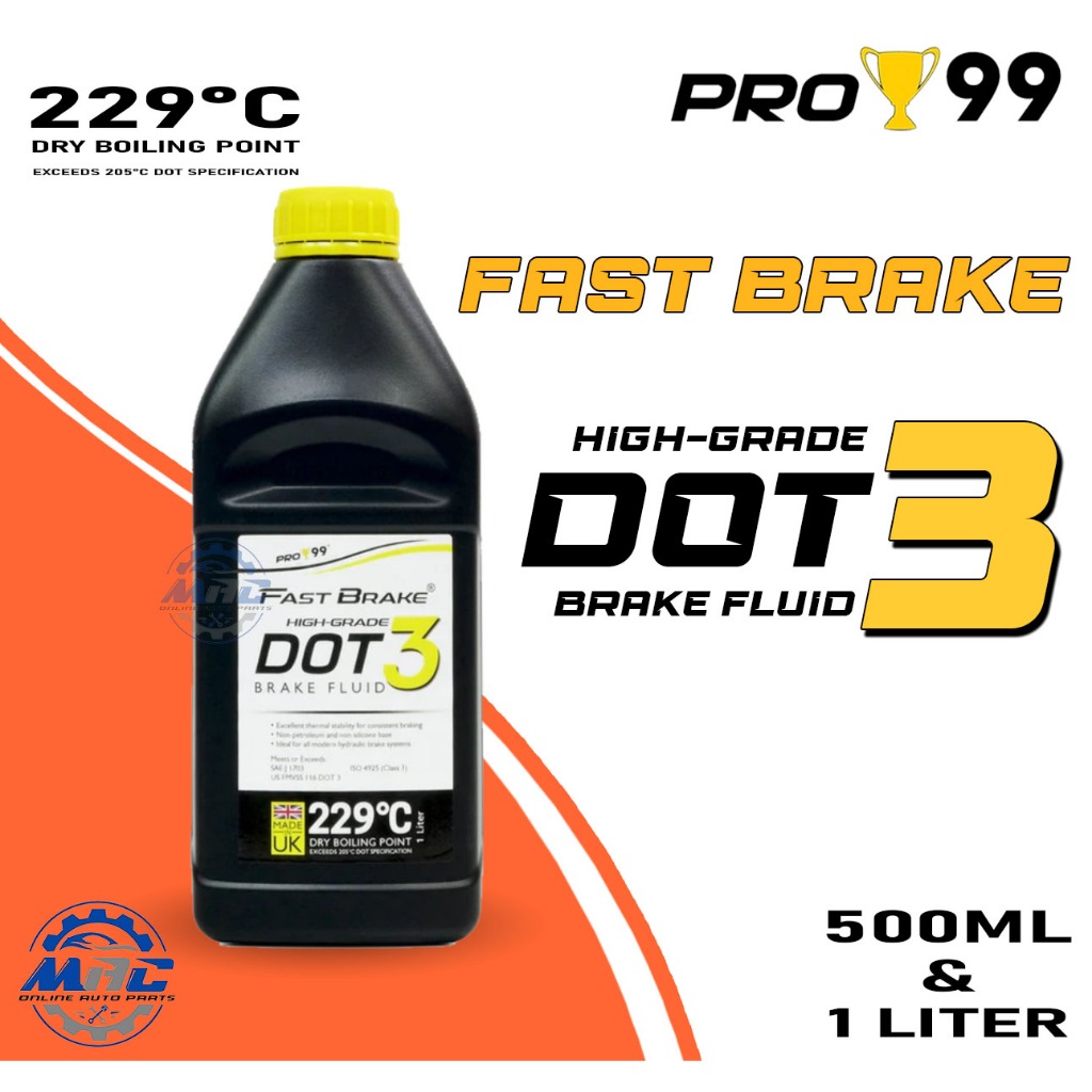 PRO99 Fast Brake High-Grade DOT 3 Brake Fluid 500 ML and 1 LITER ...