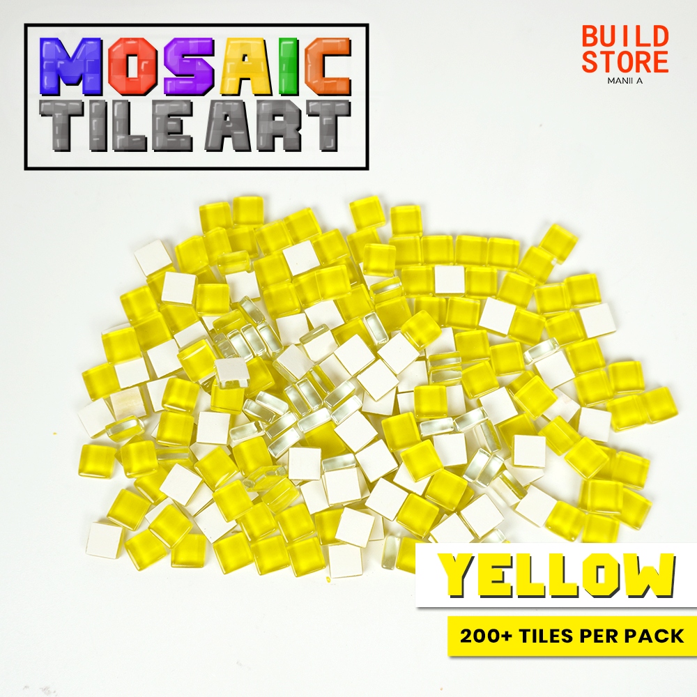ZWCT Crystal Glass Mosaic Tiles – 200g, Rectangular Colorful Tiles For DIY Crafts – Yellow