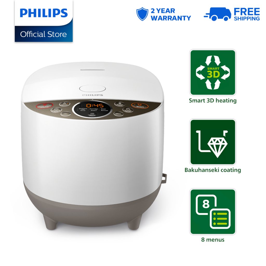 PHILIPS Digital Rice Cooker 1.8L 10 Cups Automatic Keep Warm 8