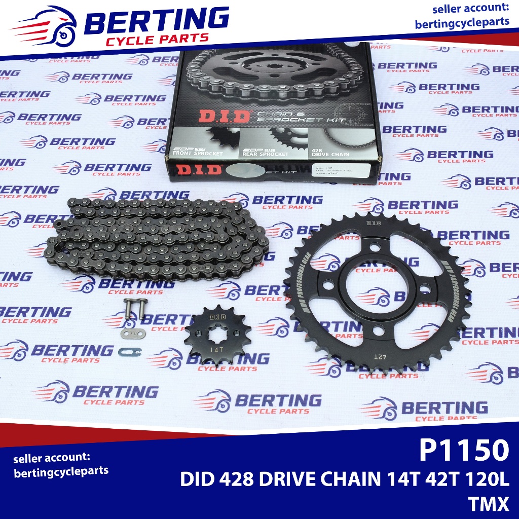 DID CHAIN & SPROCKET KIT DID TMX 428 Drive Chain 14T 42T 120L Genuine