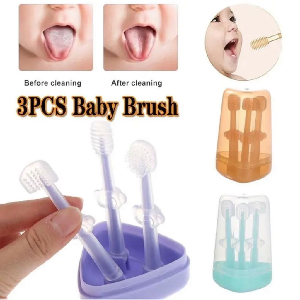 3pcs Toothbrush Kids Newborn Soft Brush Head Kit Dental Care Baby