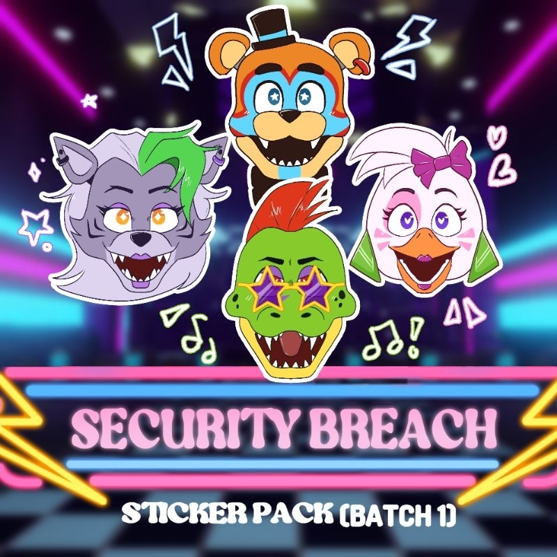 FNAF Security Breach (GlamrocksBatch 1) Fanmade Matte Stickers
