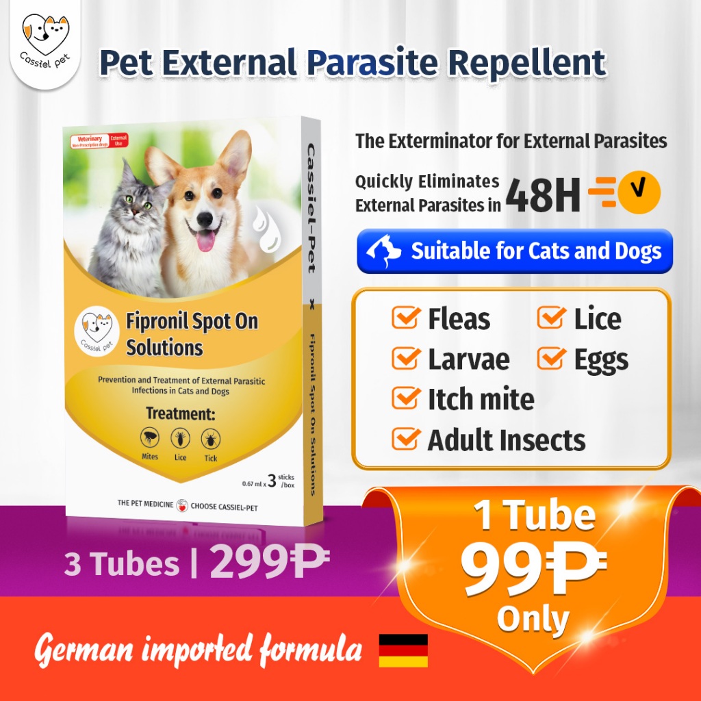 CASSIEL PET Fipronil Dewormer Anti Tick And Flea Spot Treatment Anti