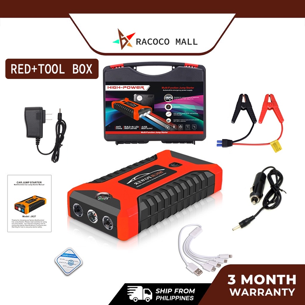 99800mAh Portable Car Jump Starter Pack Booster Charger Battery Power Bank with Air Pump