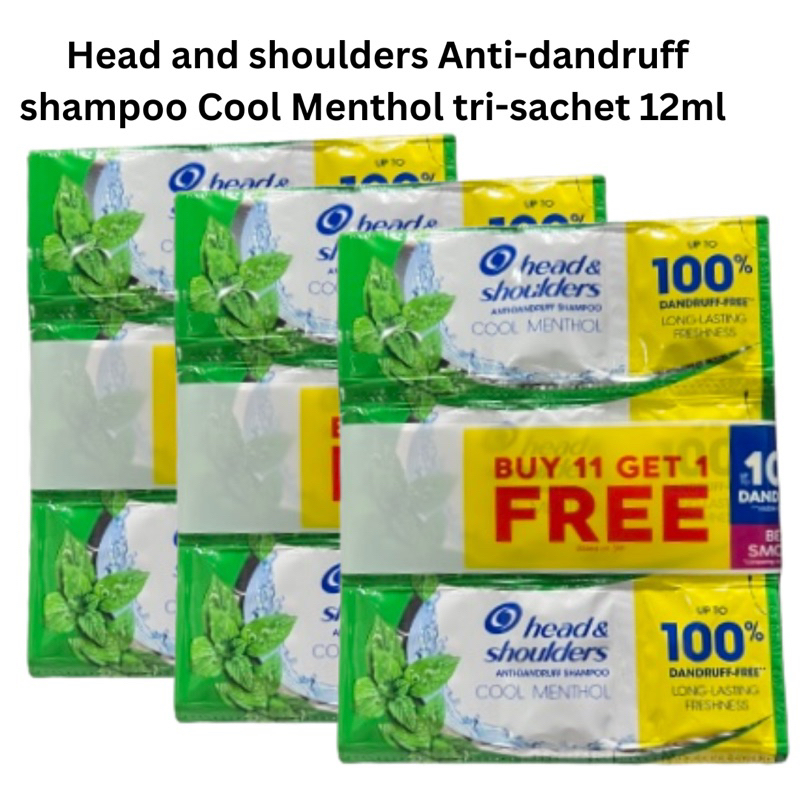 Head and Shoulders Anti-dandruff shampoo 12ml. Cool Menthol 11+1 Promo ...