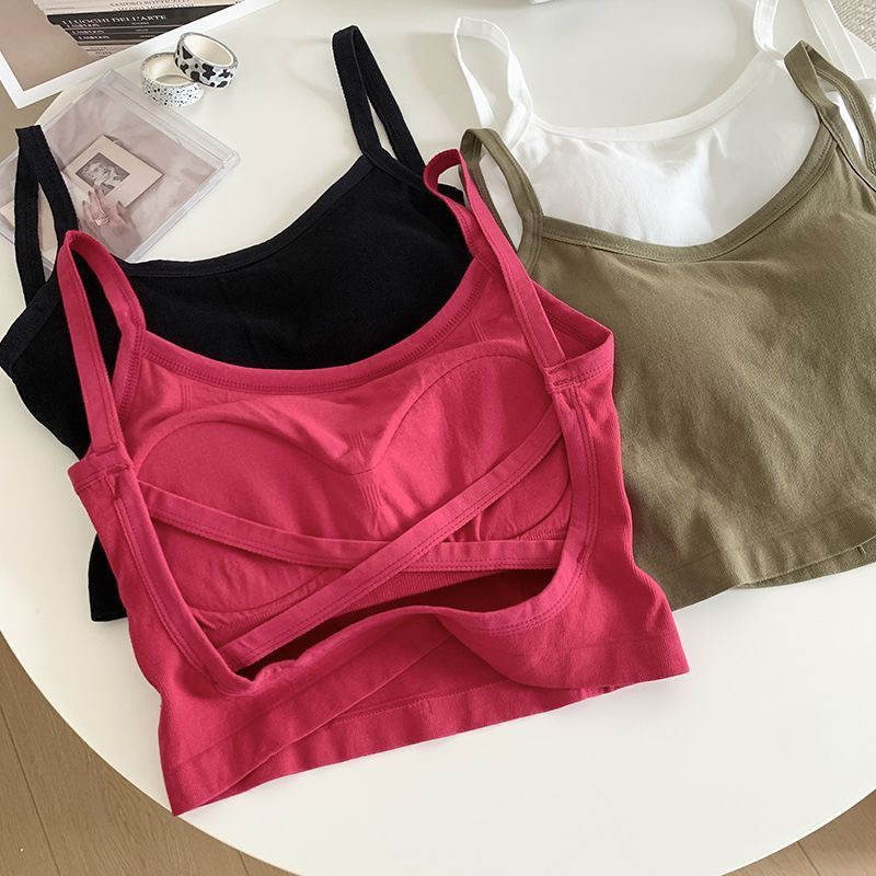 Padded Crop Top Bralette Camisole Spaghetti Strap Women Tops | Shopee ...