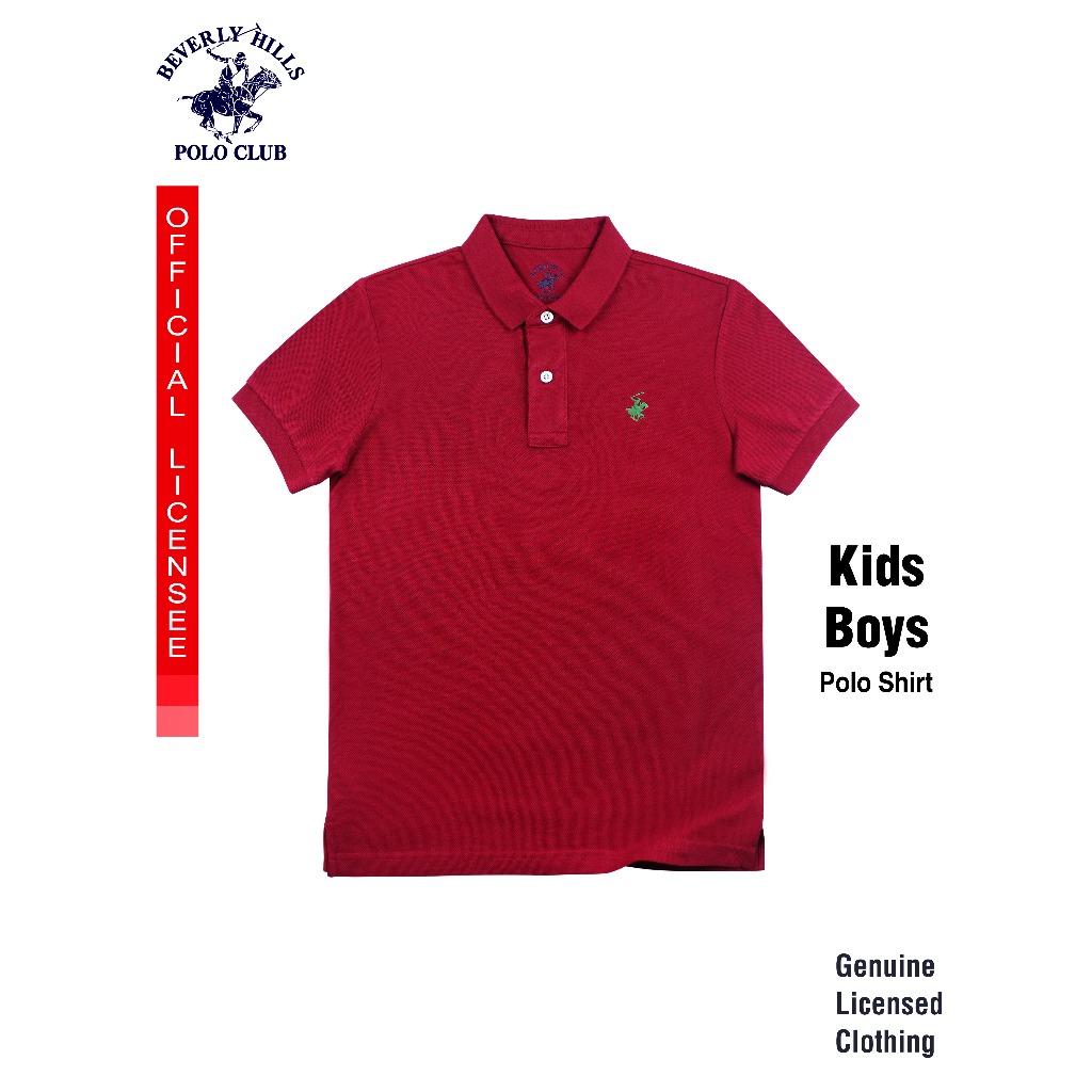 Beverly Hills Polo Club Kids Boy s Combed Cotton Pique Polo Shirt in Red and Maroon SDN217 Shopee Philippines