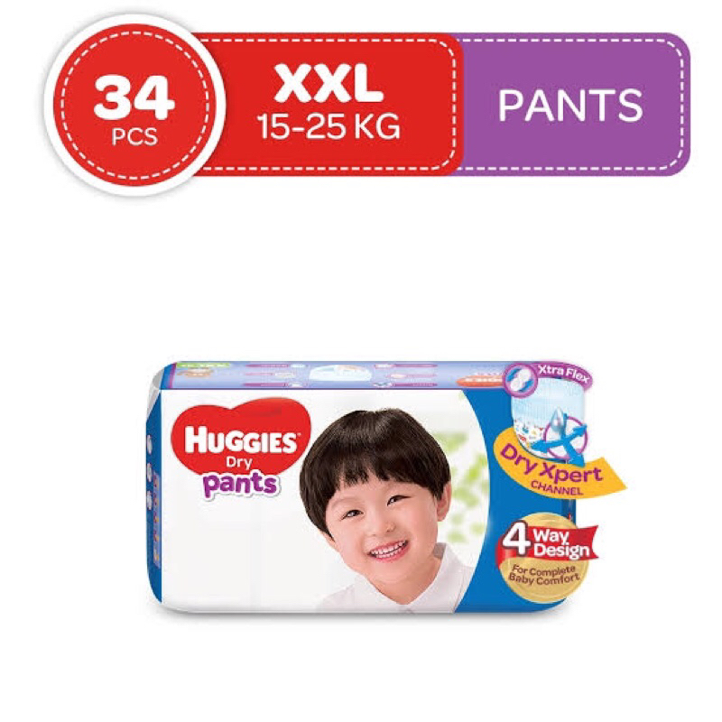 HUGGIES DIAPER DRY PANTS XXL 34pcs Shopee Philippines