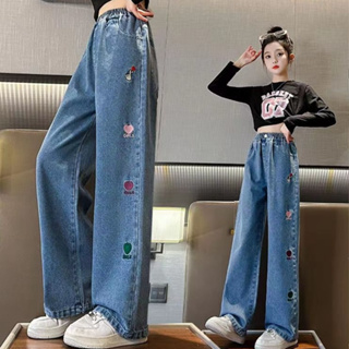 New Jeans for Kids Girl Embroided Slim Garterize Maong Kids Pants for ...